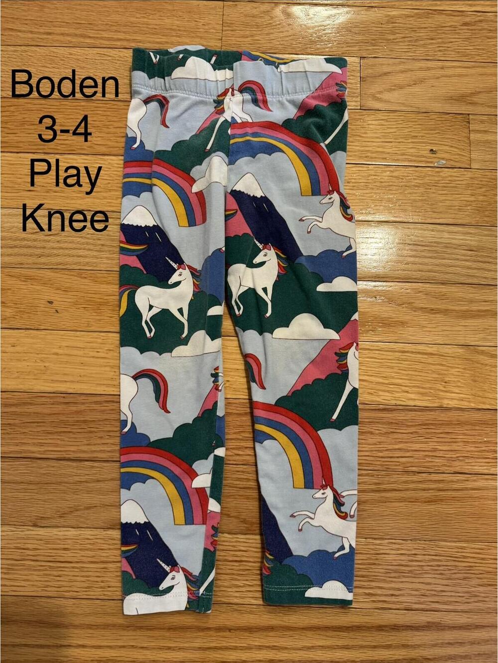 Boden Kids Unicorn and Rainbow Play Leggings Size 3-4